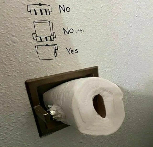 The Worst Possible Way To Place Toilet Paper