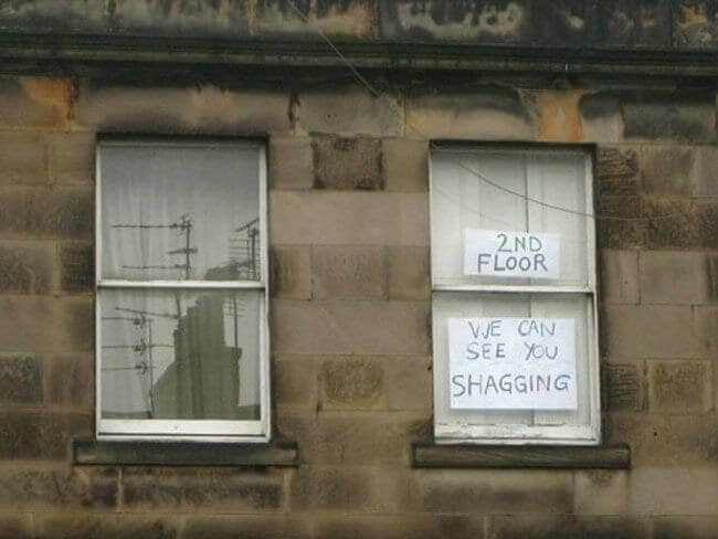 "Second Floor, We Can See You Shagging"