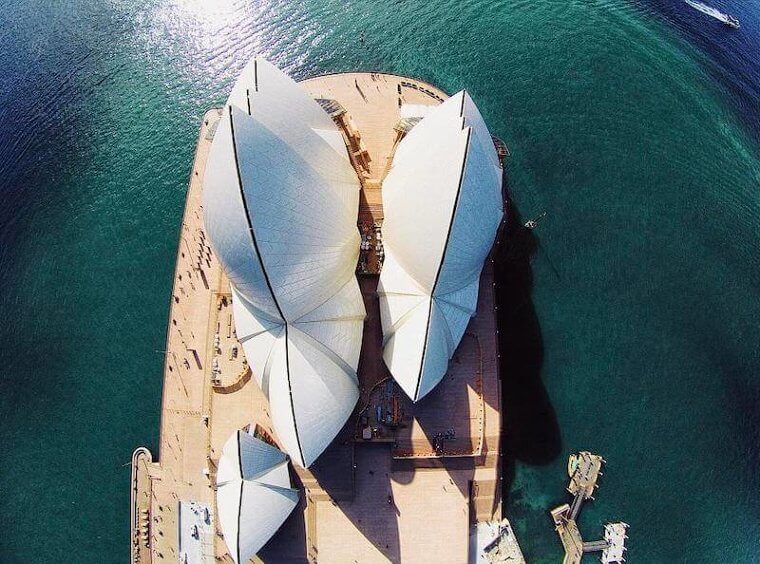 Pasen Y Admiren Al Opera House En Sydney Desde Arriba