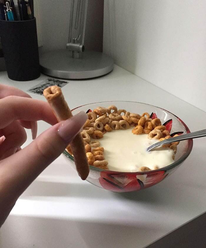 When They Forget To Cut A Roll Of Cheerios