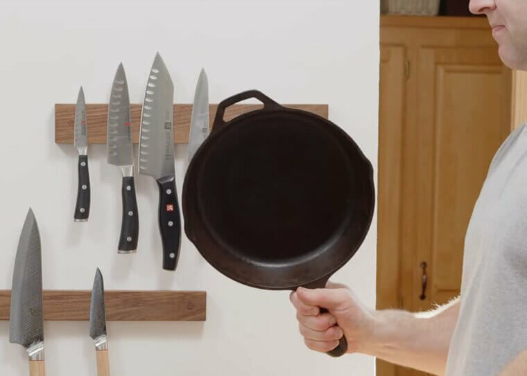Magnetic Knife Strips on Drywall