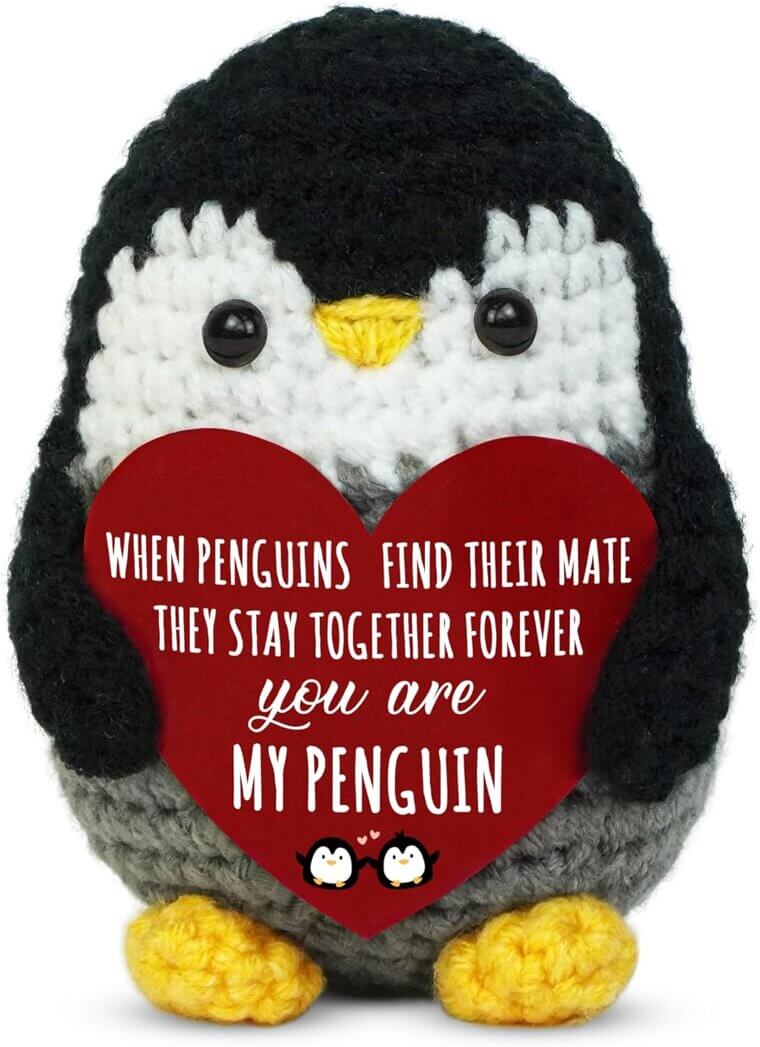 Positive Penguin Crochet Gift - Fun Stocking Stuffer for Couples
