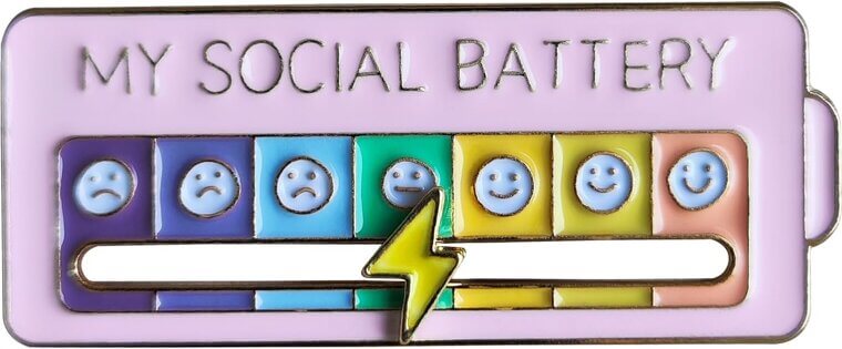 Arturbo Social Battery Pin - Expressive Mood Enamel Lapel for Bags & Hats