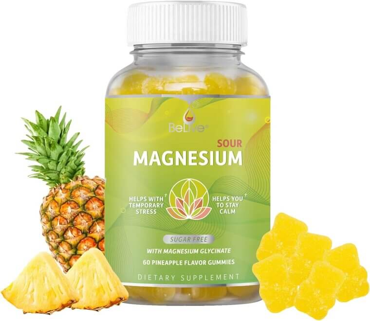 BeLive Magnesium Gummies for Relaxation & Sleep - Tasty Pineapple Treat - 25% Off!