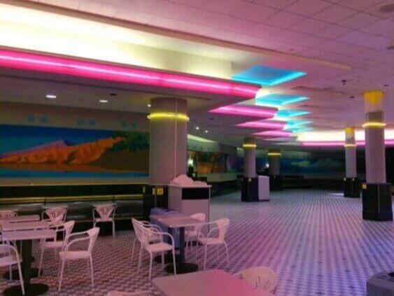 Neon Zig-Zag Lighting and Geometric Design