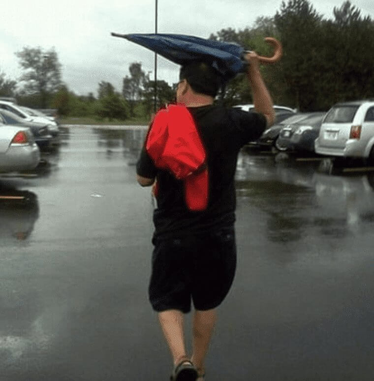 He Forgot How to Use an Umbrella