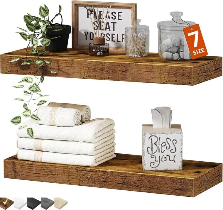 QEEIG Floating Shelves - Rustic Elegance for Your Bathroom - 42% Off!