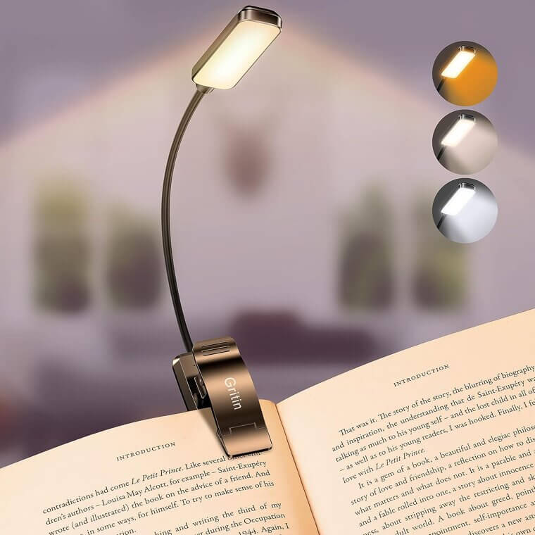 Gritin Rechargeable Book Light - Eye-Caring, Versatile, Long-Lasting - Enjoy 49% Off!
