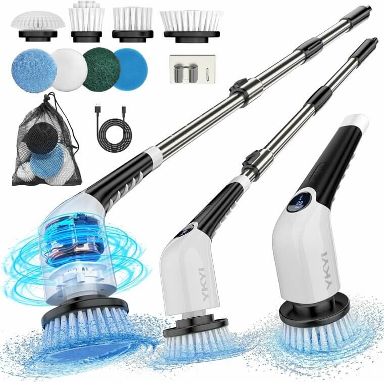 Revolutionize Cleaning With YKYI Spin Scrubber - 8 Heads, 3 Speeds - 32% Off!