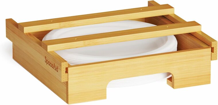 Bamboo Plate Dispenser - Organize Your Kitchen with Style - 20% Off!