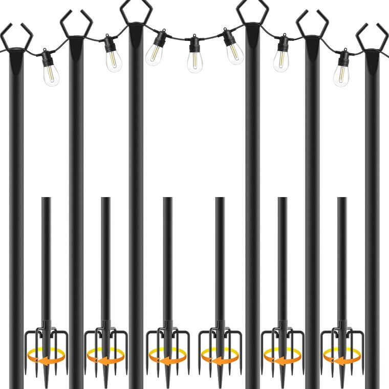 Heavy Duty String Light Poles for Outdoor Fun -