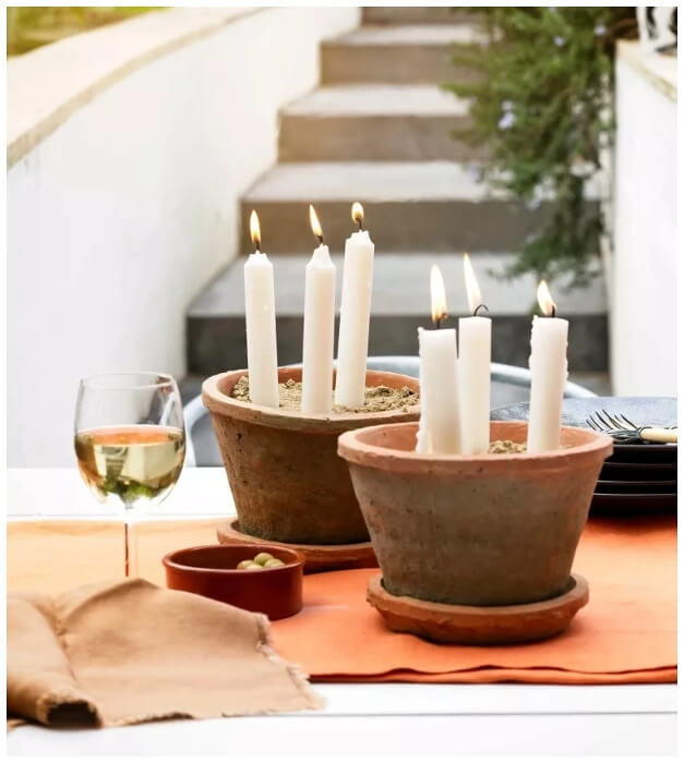 Use Terracotta Planters As Candle Holders