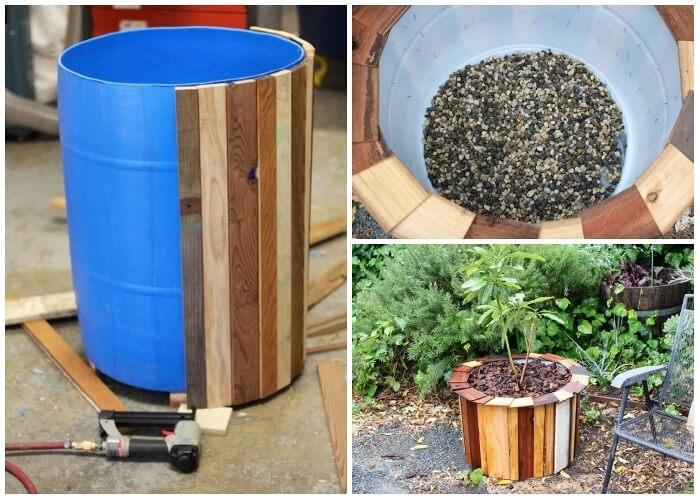 Turn A Plastic Barrel Into A Large Planter