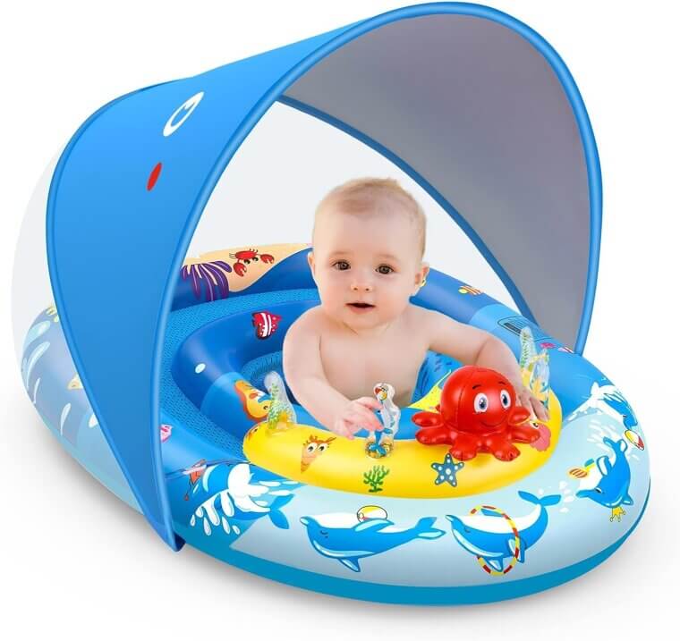 EZIGO Baby Pool Float with Canopy - Perfect Summer Fun! - Don’t Miss the 21% Discount!