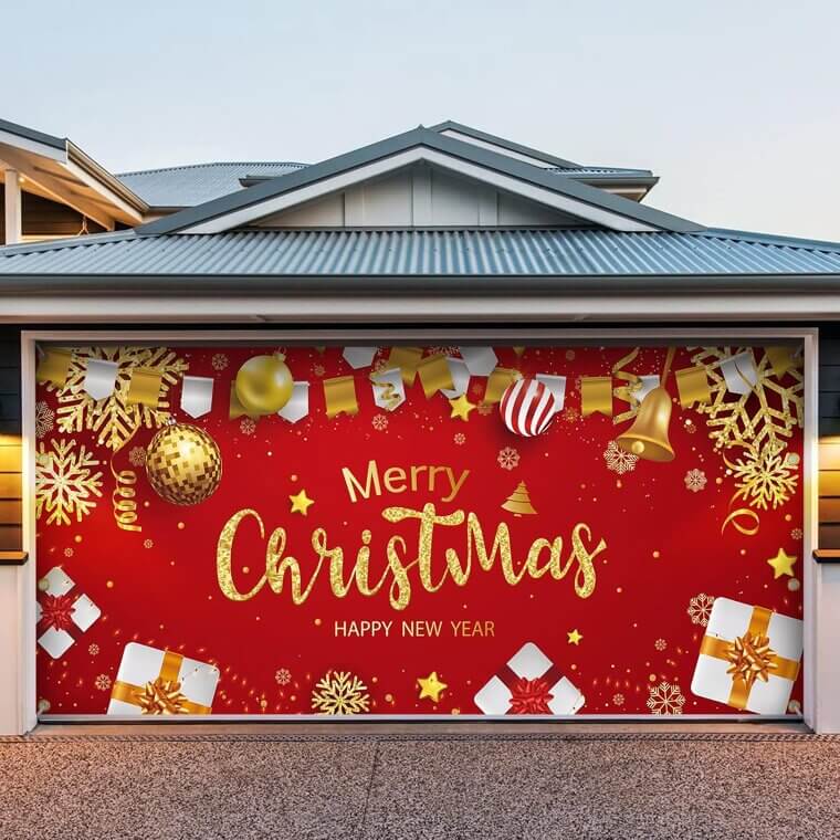 Christmas Garage Banner - Large, Durable Festive Decor for Outdoors - Enjoy 10% Off!
