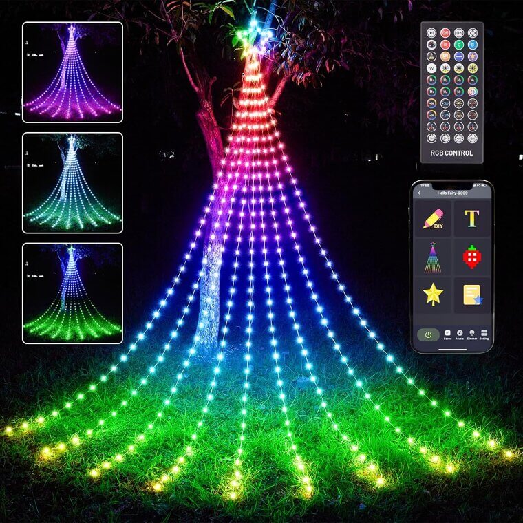 Smart Waterfall Lights - Transform Your Outdoors with Colorful Magic - Now 21% Off!