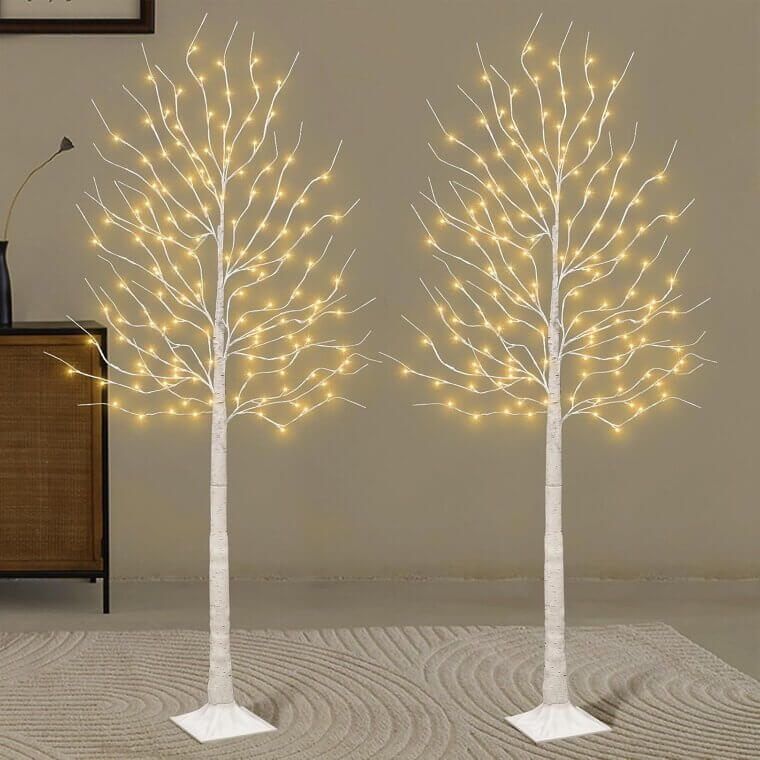 Lighted Birch Trees Set - Perfect for Festive Decor - Enjoy 20% Off!