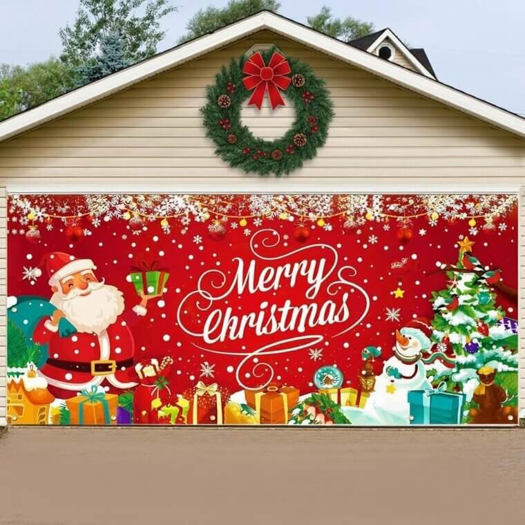 Brightown Christmas Garage Cover Easy Festive Decor - 7% Off!