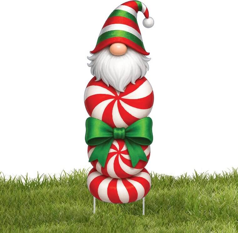 Peppermint Gnome Yard Sign - Festive Outdoor Decor 