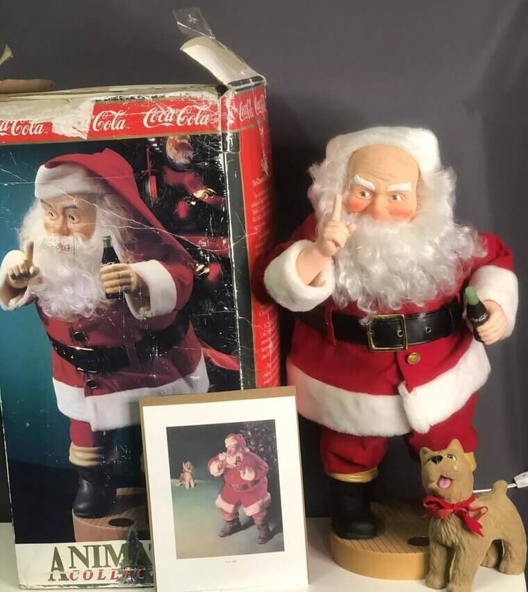 Vintage Animated Coca-Cola Santa Claus & Dog - Up to $225