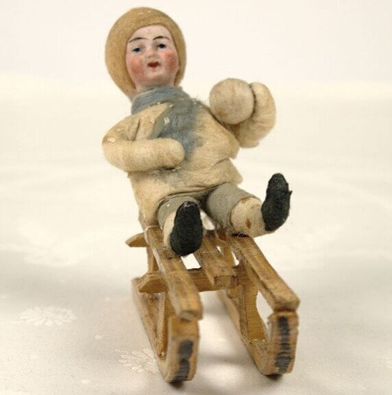 Spun Cotton Heubach Boy Christmas Ornament - $420