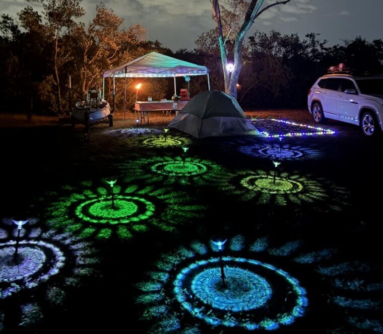Solar-Powered Ground Lights to Brighten up Your Yard. Safely Navigate Your Property While Choosing Between a Fun Multicolored Setting or a Timeless Bright White Glow.