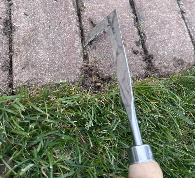 A Handy Sidewalk Weed Scraper for When You Just Cannot Ignore Those Stubborn Green Sprouts in Your Driveway Gaps.
