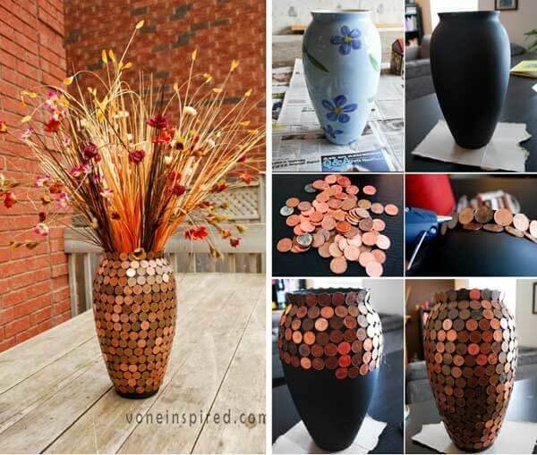 Use moedas velhas para decorar coisas