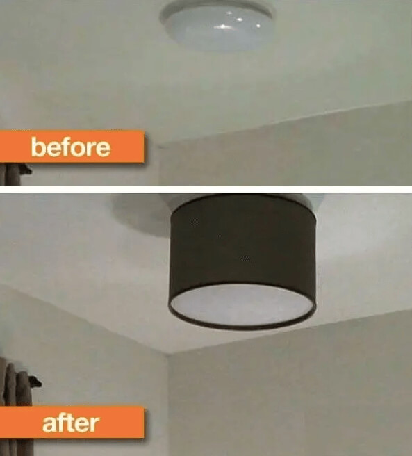 Use uma luminária tambor para cobrir luminárias de teto feias