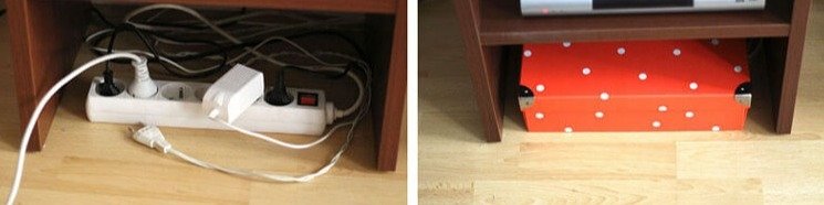 Use uma caixa para esconder os fios irritantes