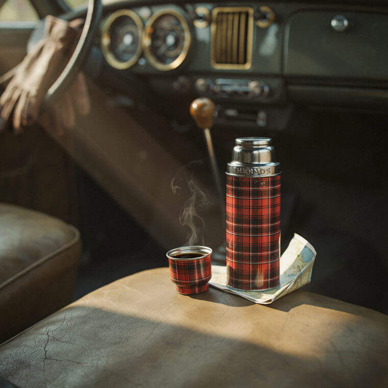 Carrying a Cold Metal Thermos of Fresh Coffee