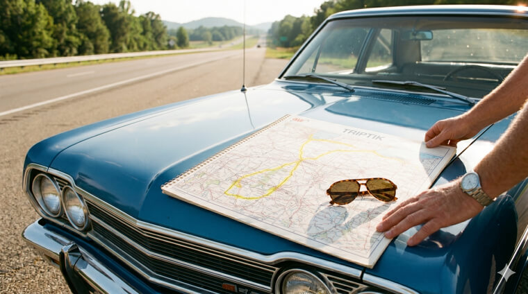 Navigating Routes via Free Colorful Gas Station Paper Maps