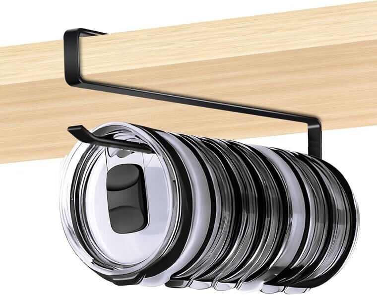Tumbler Lid Organizer - Space-Saving, No-Drill, Rustproof Rack for Kitchens - Enjoy 13% Off!