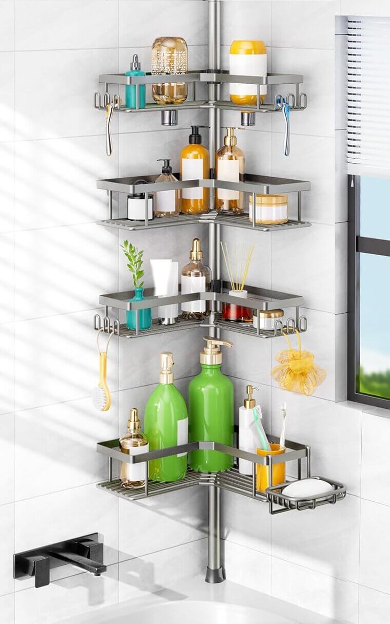 HAMITOR Shower Caddy: Rustproof, No-Drill Bathroom Organizer - Perfect for Renters! - Now 7% Off!