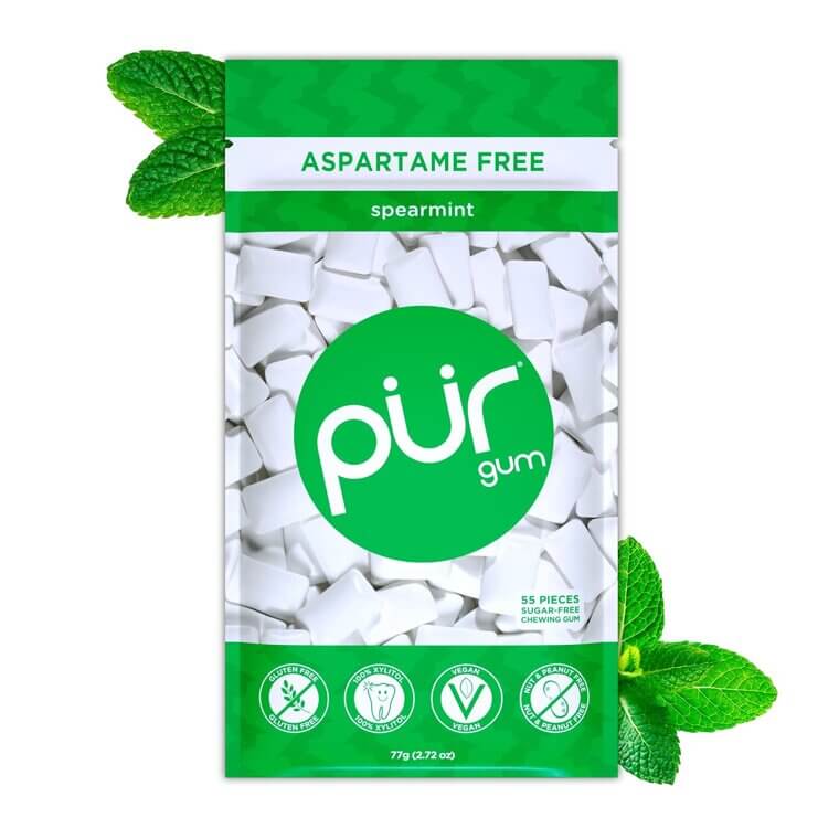 PUR Spearmint Gum - Refreshing Flavor, Aspartame-Free