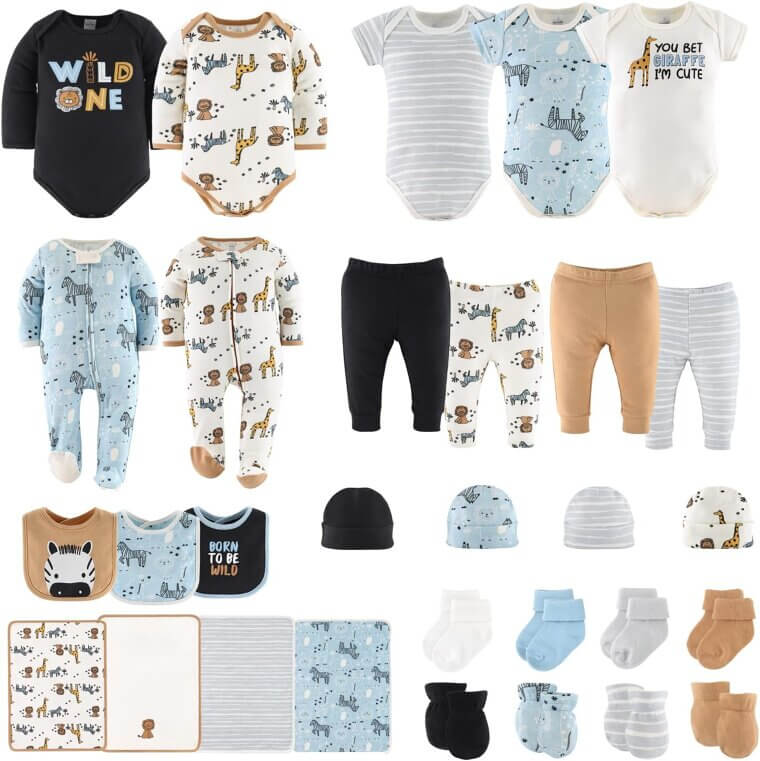 Peanutshell Baby Layette Set - Unisex Safari Essentials