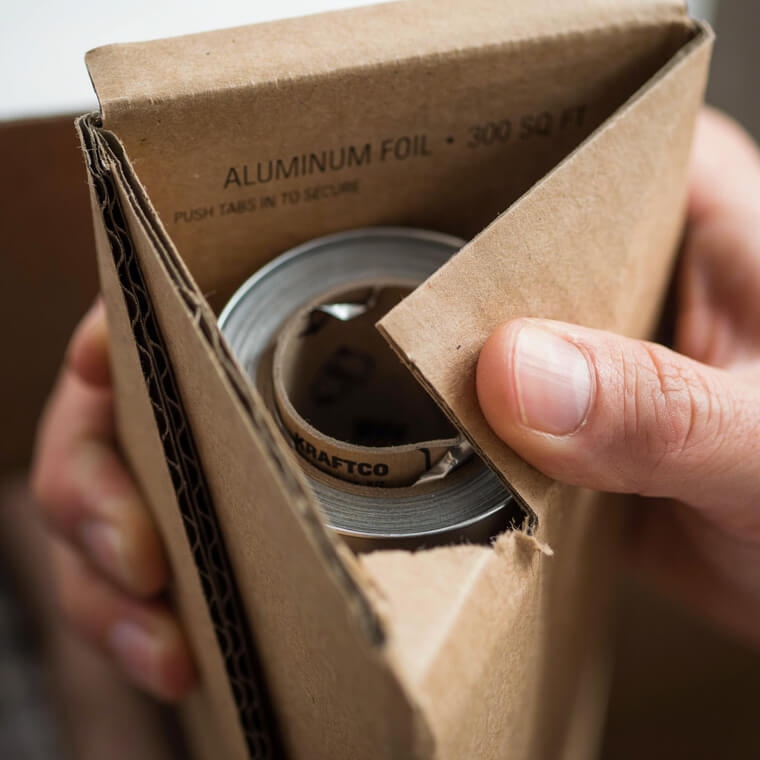 Foil Box: Push The Side Tabs In To Secure The Cardboard Tube