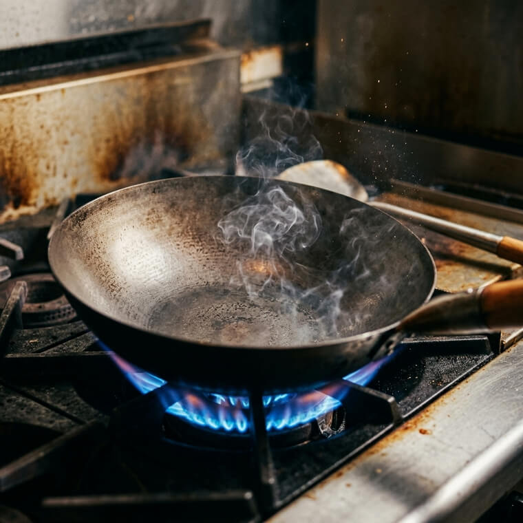 Wok: Preheat The Metal Until Smoking Before Pouring In Oil
