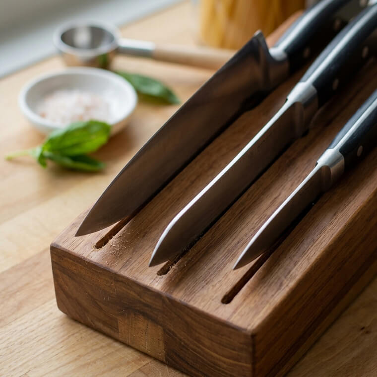Knife Block: Store Blades Upside Down To Protect The Sharp Edge