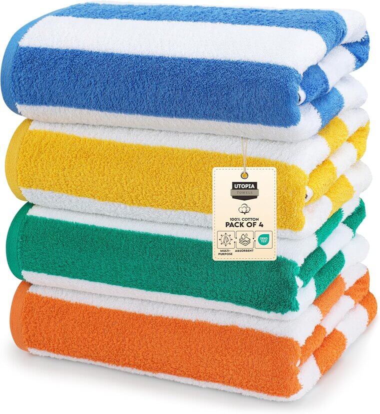 Cabana Stripe Towels - Luxurious & Absorbent Pool Essentials - 26% Off!