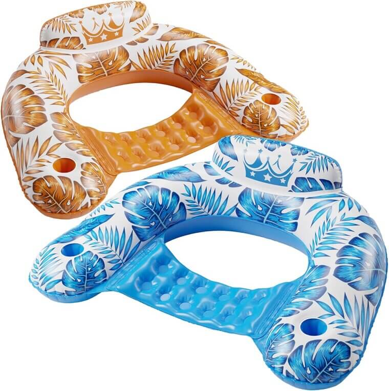 Inflatable Pool Float Chair - Relax in Style with Built-In Cup Holders - Now 41% Off!