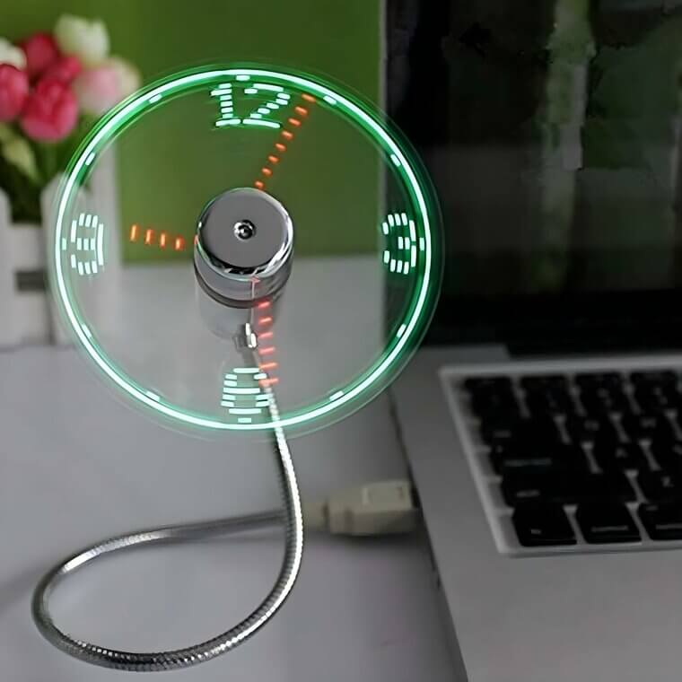 LED USB Clock Fan - Cool and Functional Desk Gadget