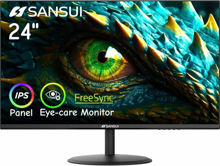 SANSUI Eye Care Monitor - 24-inch IPS Display for Home & Office - Now 17% Off!