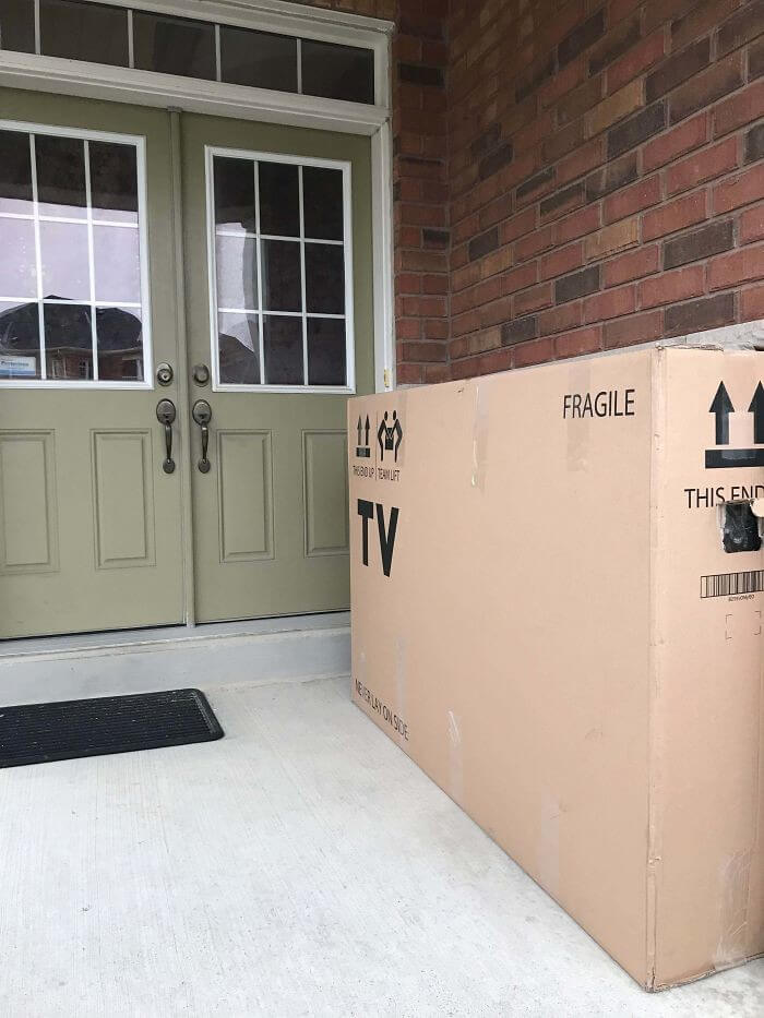 Delivery Person Left A TV Sitting Outside Without Ringing The Doorbell