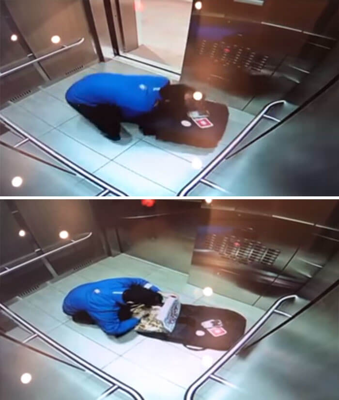 Quick Snack Before He Delivers The Pizza