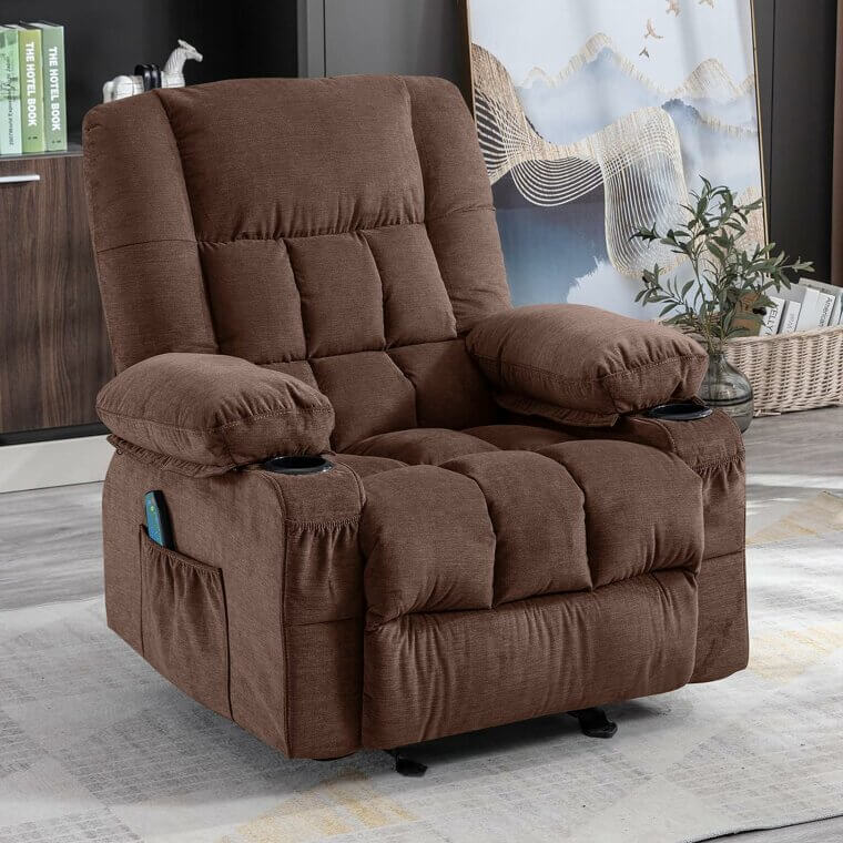 Massage Rocker Recliner Chair With Vibration Massage and Heat Ergonomic Lounge Chair