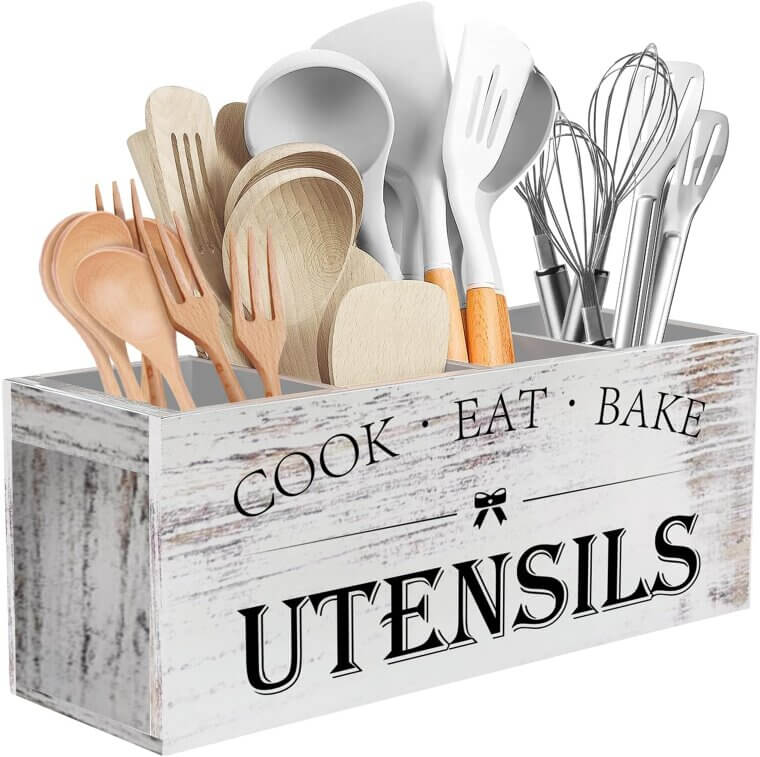 Suli Utensils Holder - Rustic and Spacious Kitchen Organizer - Don’t Miss the 19% Discount!