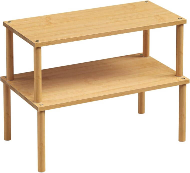 Bamboo Kitchen Organizer - Stackable Spice Rack for Neat Cabinets 