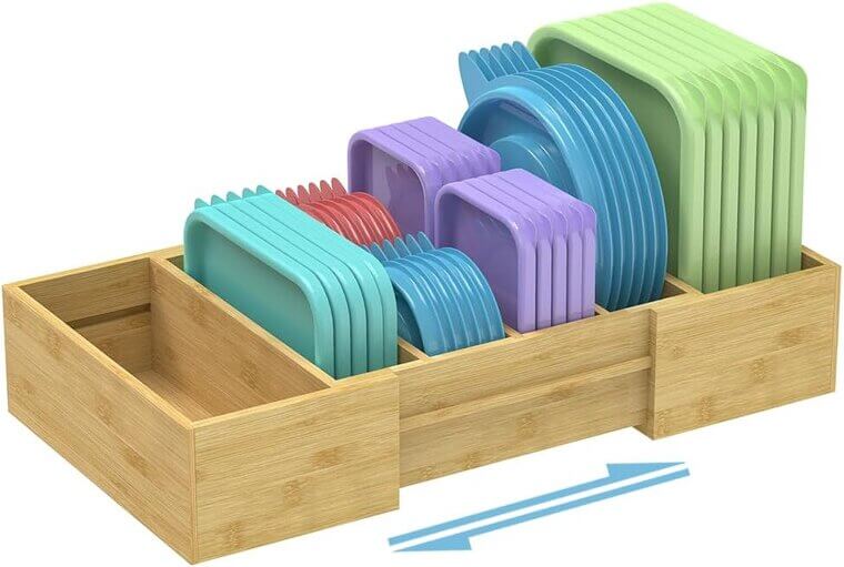 Retro Shaw Bamboo Organizer for Lids - Expandable & Easy Storage - Don’t Miss the 12% Discount!