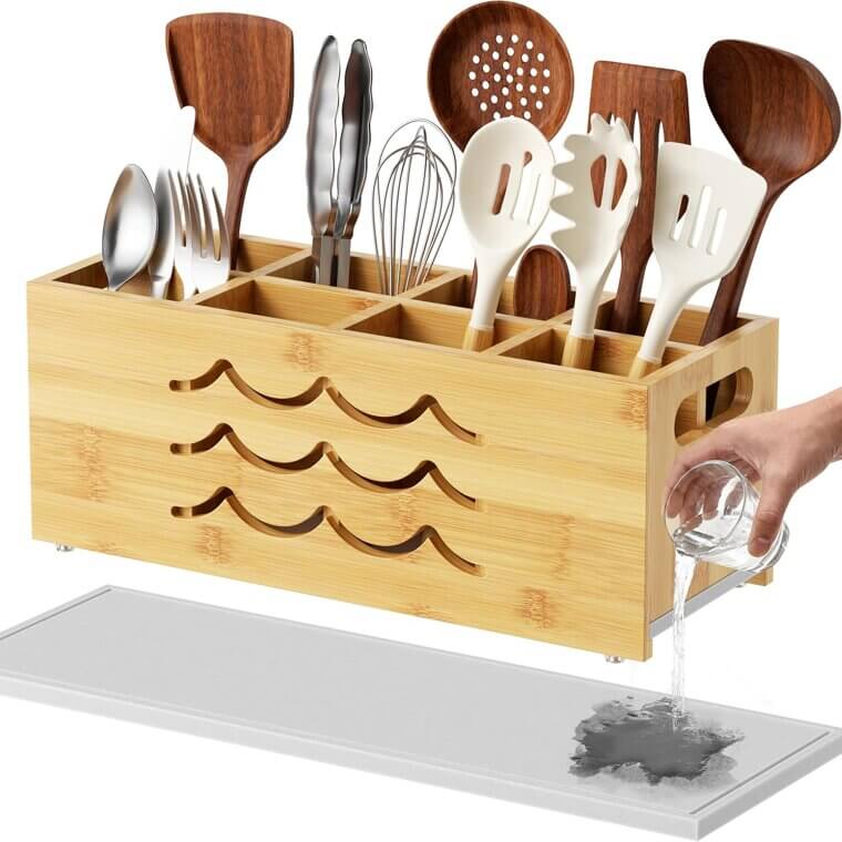 Bamboo Utensil Holder - Organize Your Kitchen in Style! - Don’t Miss the 10% Discount!